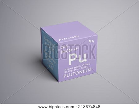Plutonium. Actinoids. Chemical Element Of Mendeleev's Periodic Table.. 3D Illustration.