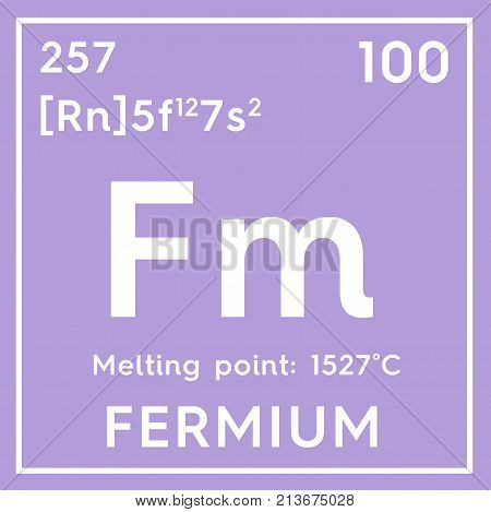 Fermium. Actinoids. Chemical Element Of Mendeleev's Periodic Table. 3D Illustration.