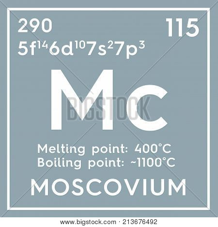 Moscovium. Post-transition Metals. Chemical Element Of Mendeleev's Periodic Table. 3D Illustration.