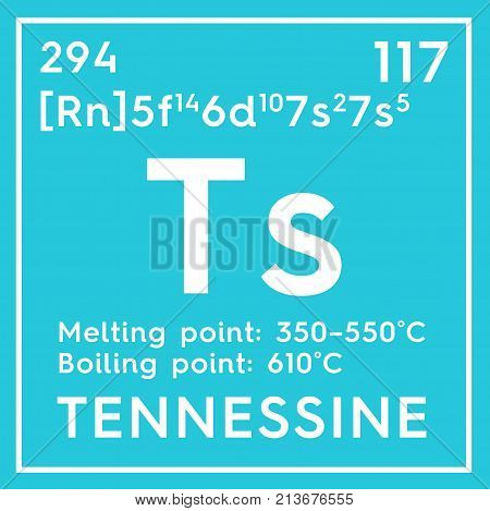 Tennessine. Halogens. Chemical Element Of Mendeleev's Periodic Table. 3D Illustration.
