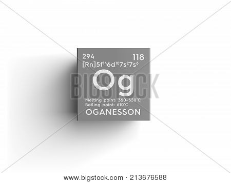 Oganesson. Noble Gases. Chemical Element Of Mendeleev's Periodic Table. 3D Illustration.