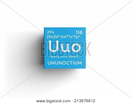 Ununoctium. Noble Gases. Chemical Element Of Mendeleev's Periodic Table.. 3D Illustration.