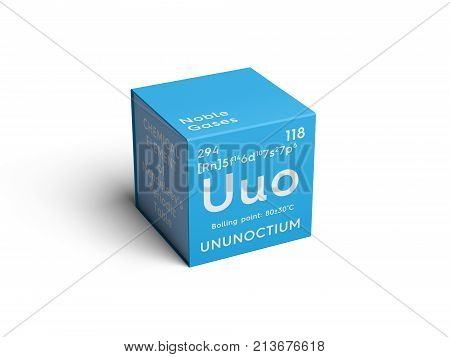 Ununoctium. Noble Gases. Chemical Element Of Mendeleev's Periodic Table.. 3D Illustration.