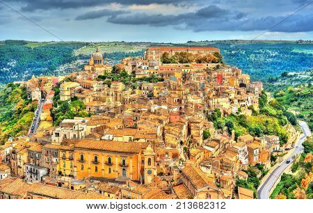 View of Ragusa, a UNESCO heritage town on Italian island of Sicily