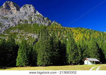 Alpine landscape in the Dolomites, Italy, Europe