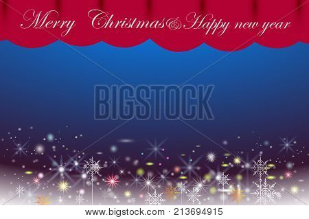 Snowflakes and star in abstract ribbon backgroundChristmas Poster Template with merry christmas and happy new yearCan use for print on book coverbannermagazinegreeting cardVector illustration.