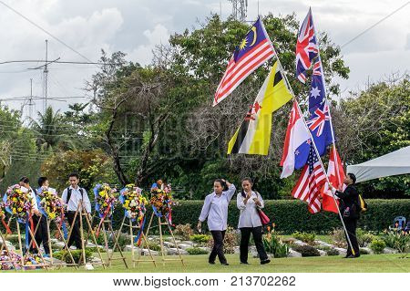 Labuan,Malaysia-Nov 12,2017:People attending the Remembrance Day at Labuan War Memorial park in Labuan,Malaysia.This event is held every year in November in remembrance of the unsung heroes.