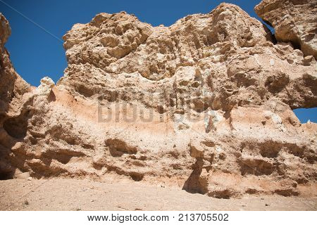Beautiful view of cliffs from yellow red limestone