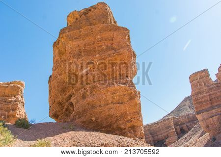 Beautiful view of cliffs from yellow red limestone