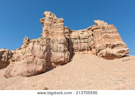 Beautiful view of cliffs from yellow red limestone