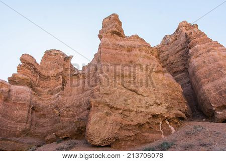 Beautiful view of cliffs from yellow red limestone