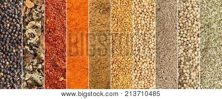 Collage Of Different Herbs And Spices
