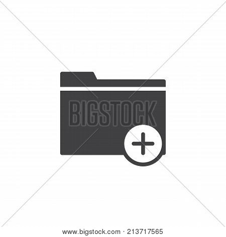 Add folder icon vector, filled flat sign, solid pictogram isolated on white. File with plus symbol, logo illustration.