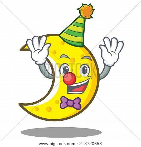 clown crescent moon character cartoon vector illustration