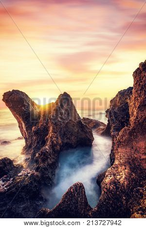 Avali beach at sunset - Lefkas island Greece