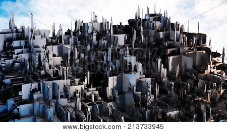 3D Rendering. A Futuristic City.