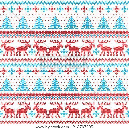 Winter Festive Christmas Knitted Pattern Woolen Knitted