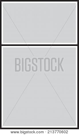 Vector frame for photos and pictures, photo collage, photo puzzle black and white