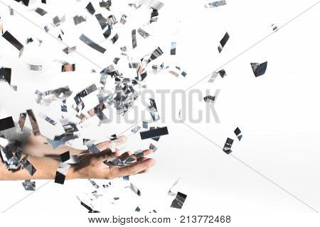 Woman Catching Falling Confetti