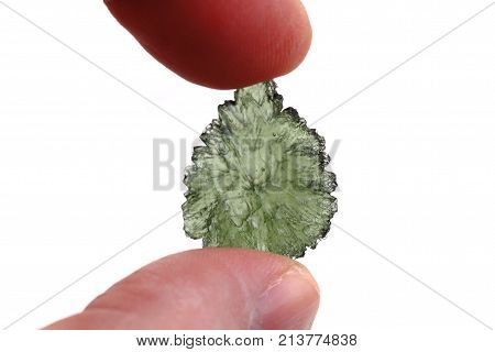 Green Moldavite Mineral From Czech Republic Isolated