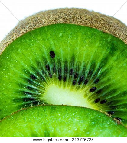 Juicy Kiwi Fruit Sliced On White