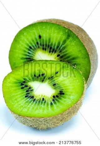 Juicy Kiwi Fruit Sliced On White