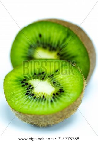 Juicy Kiwi Fruit Sliced On White