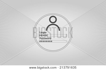 Interface of authorization in white style. Enter your login and password. Objects website.