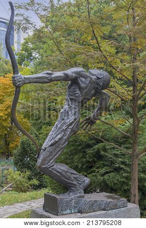 Kiev Ukraine - October 14 2017: Monument to students and teachers of Kiev University who died during the defense of the city during the World War II