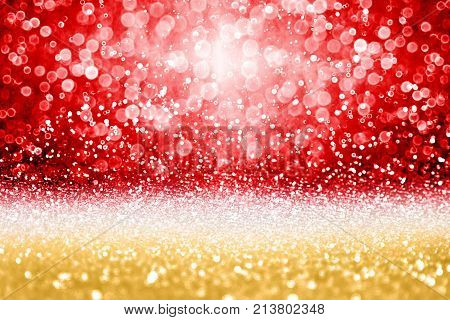 Elegant red and gold glitter sparkle confetti background for golden happy birthday party invite, wedding anniversary, Valentine Day love beauty, ruby and diamonds glitz, Christmas ad or New Year's Eve