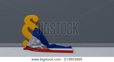paragraph symbol and flag of schleswig-holstein - 3d rendering