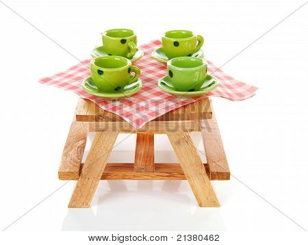 Stół piknikowy z zieloną kropką Tablewear