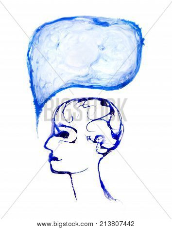 Head of human made of watercolour effects. Watercolour textured collection.