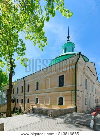 POLOTSK BELARUS - MAY 19 2017: Complex of former Epiphany Monastery (Museum of Belorussian Book Printing Museum-Library of Simeon of Polotsk) Polotsk Belarus