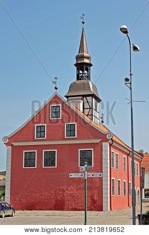 Bauska Latvia - 6 July 2012: Bauska Town Hall in the Market square