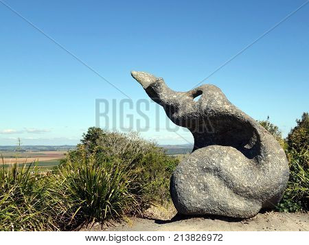 Atherton, Queensland, Australia-August 24, 2017:  Aboriginal sculpture located in the Halloran Hill Conservation Park in the Atherton Tablelands in Queensland, Australia