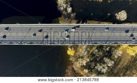 aerial view of Paton bridge in Kiev, Ukraine