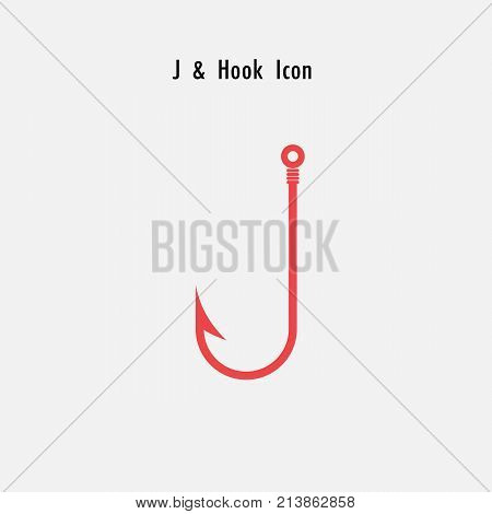 Creative J- Letter icon abstract and hook icon design vector template.Fishing hook icon.Alphabet icon.Vector illustration
