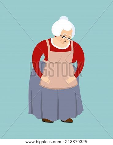 Grandmother Sad Emoji. Face Grandma Sorrowful Isolated. Old Lady Vector Illustration