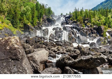 Waterfall Uchar. Altai Republic. Russia