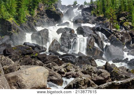 Waterfall Uchar. Altai Republic. Russia