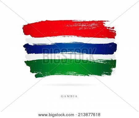 Flag of the Gambia. Vector illustration on white background. Beautiful brush strokes. Abstract concept. Elements for design.