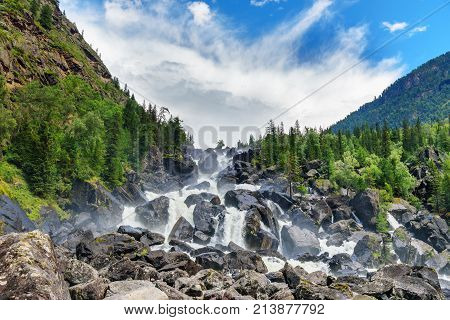Waterfall Uchar. Altai Republic. Russia