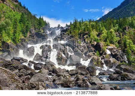 Waterfall Uchar. Altai Republic. Russia