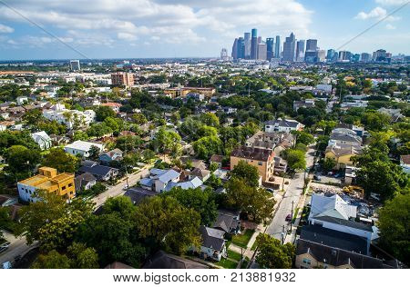 Deep Perspective Of Houston , Texas Culture In Homes And Houses And Landscape Leading Up To The Mega