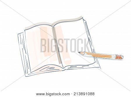 notebook doodle, primitive drawing hand. Pen and notebook paper. modern minimalism sketch art. Vector illustration.