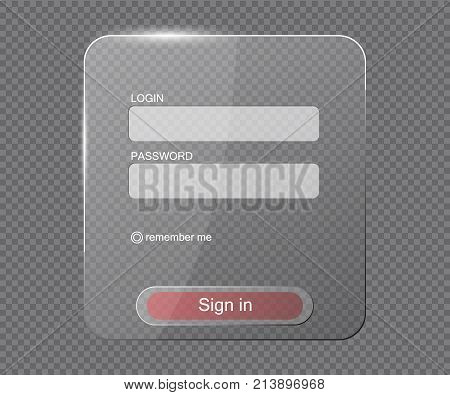 Transparent Login Web Form. Glossy login form