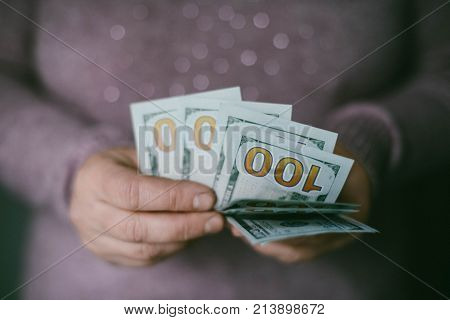 American dollars bank note in hand