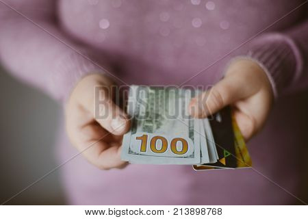 American dollars bank note in hand