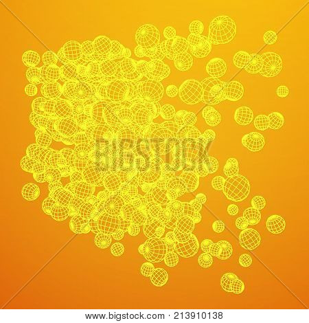 Wireframe Mesh Flow with many small spheres rotate and spin. Connection Structure. Digital Data Visualization Concept. Vector Illustration.